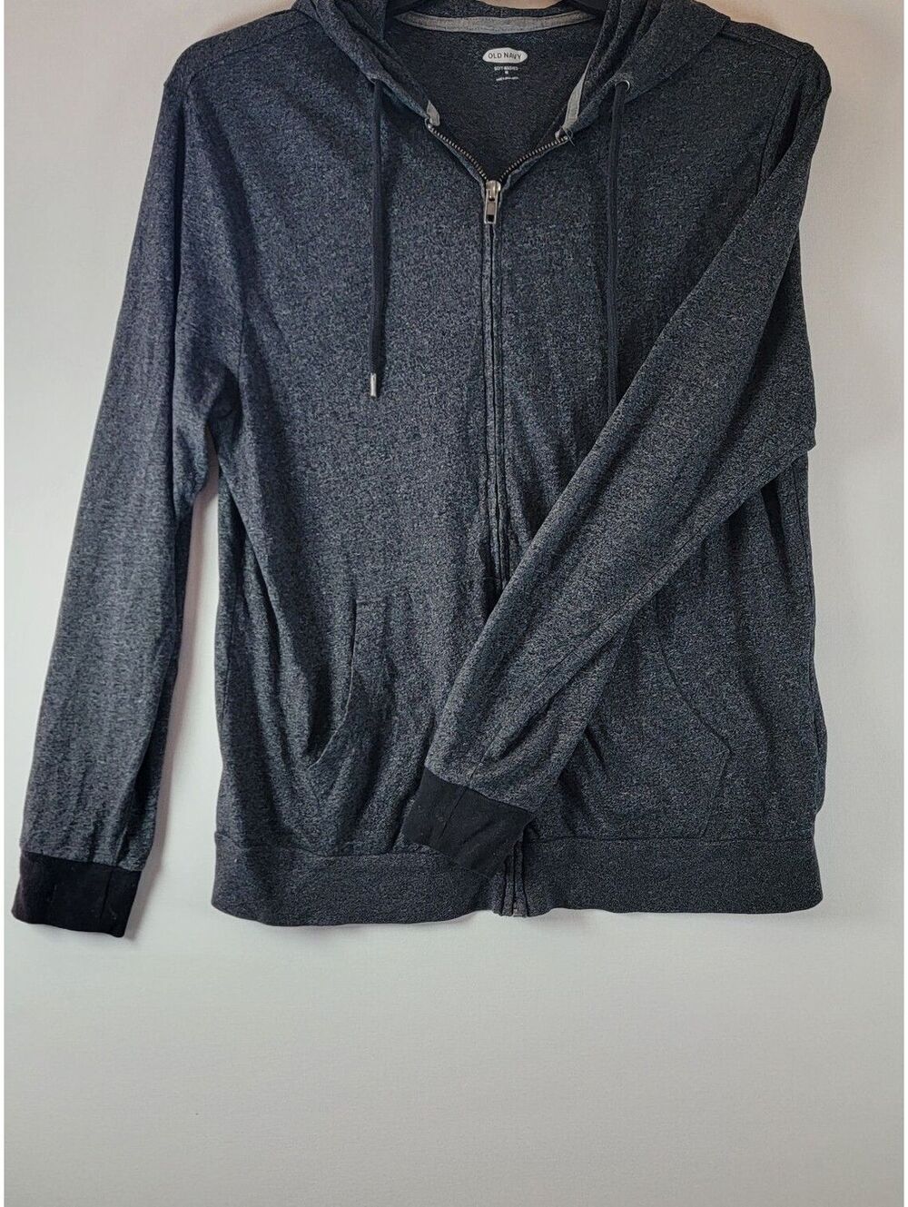 Old Navy Soft-Washed Heathered Charcoal Full-Zip Hoodie Size M